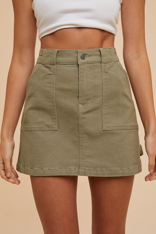 Dawn Stretch Cargo Denim Mini Skirt